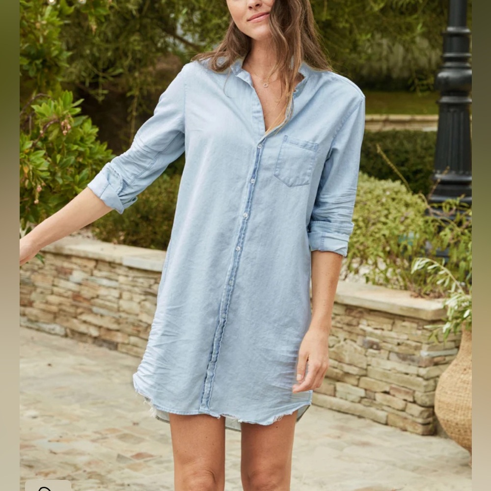 Frank & Eileen Mary Dress in Classic Blue Tattered Wash Denim. XL